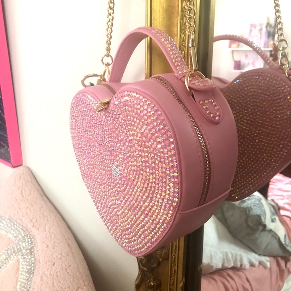 Pink Heart-Shaped Rhinestone Bag - Picture 4 of 6